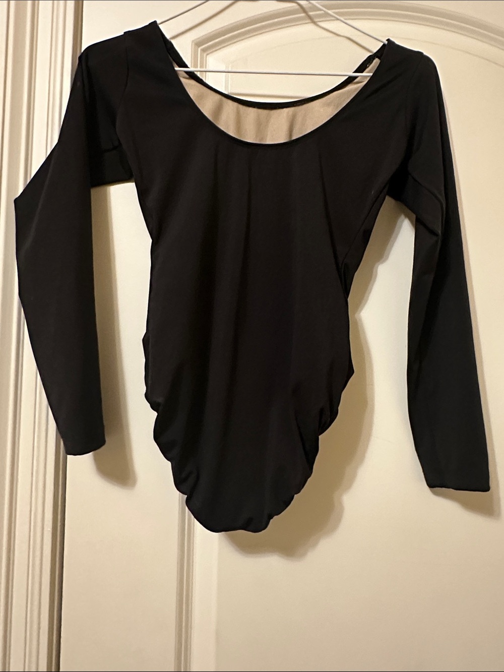 Classic Black Long-Sleeve Scoop Ballet Bodysuit